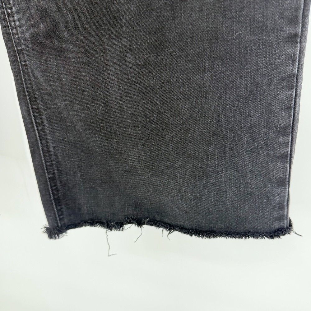 OAT Wide Leg High Waist Patch Pocket Jeans‎ Womens 8/29 Black Raw Hem Utility - Picture 6 of 8